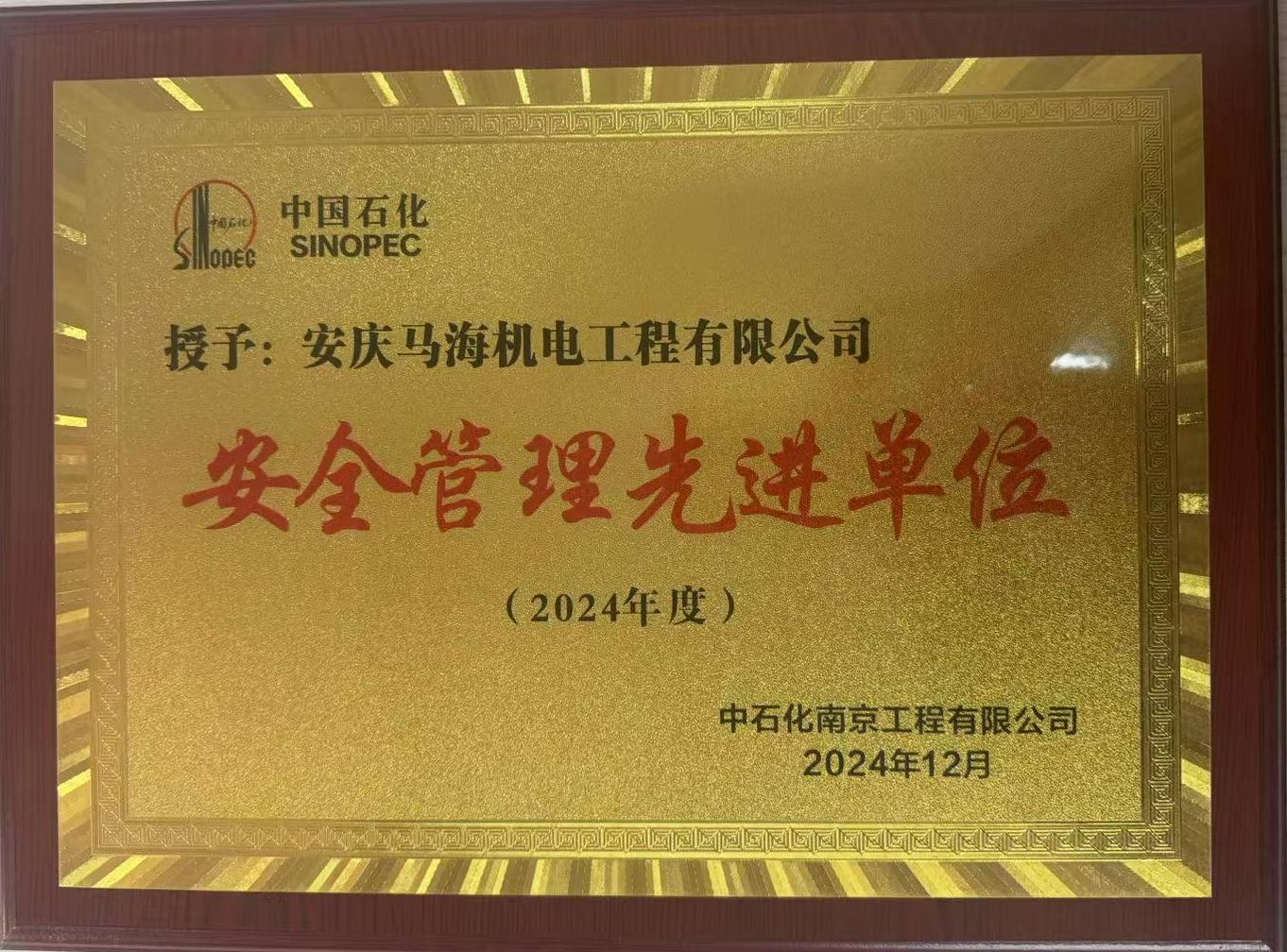 安全管理******單位——中石化南京工程公司